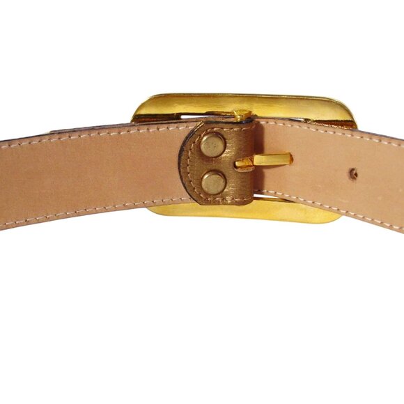 BB SIMON Vintage Gold Reptile Leather Belt Sz M (27"-31") - Made in SPAIN - Picture 5 of 6